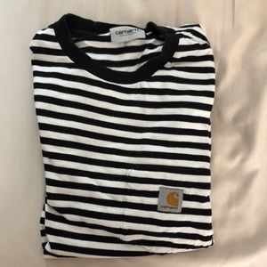 Large Black/White Striped Carhartt Pocket Tee